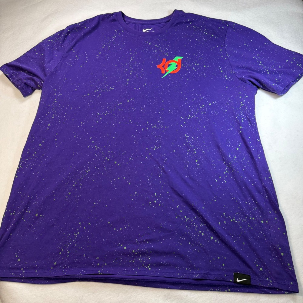 Nike Purple Neon Green Splatter Graphic T-Shirt Mens Size 2XL Short Sleeve Tee